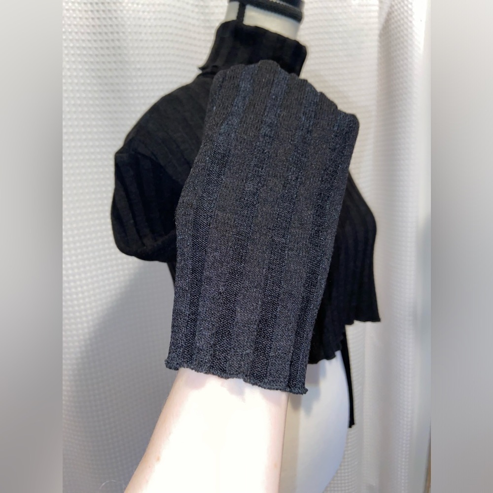 ZARA ribbed turtleneck long sleeves black crop‎ Top size small - Picture 8 of 12